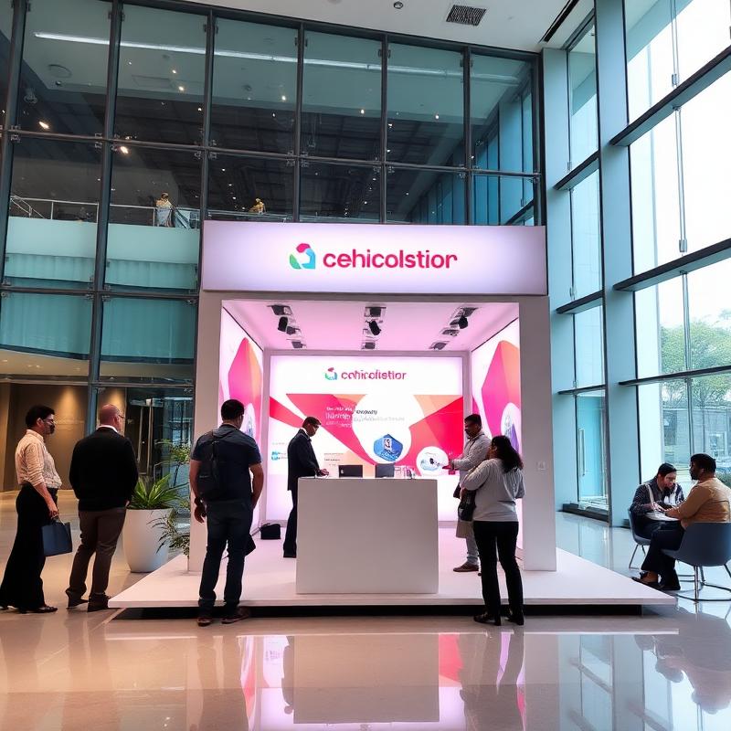 Brand activation booth in a Bengaluru tech park lobby